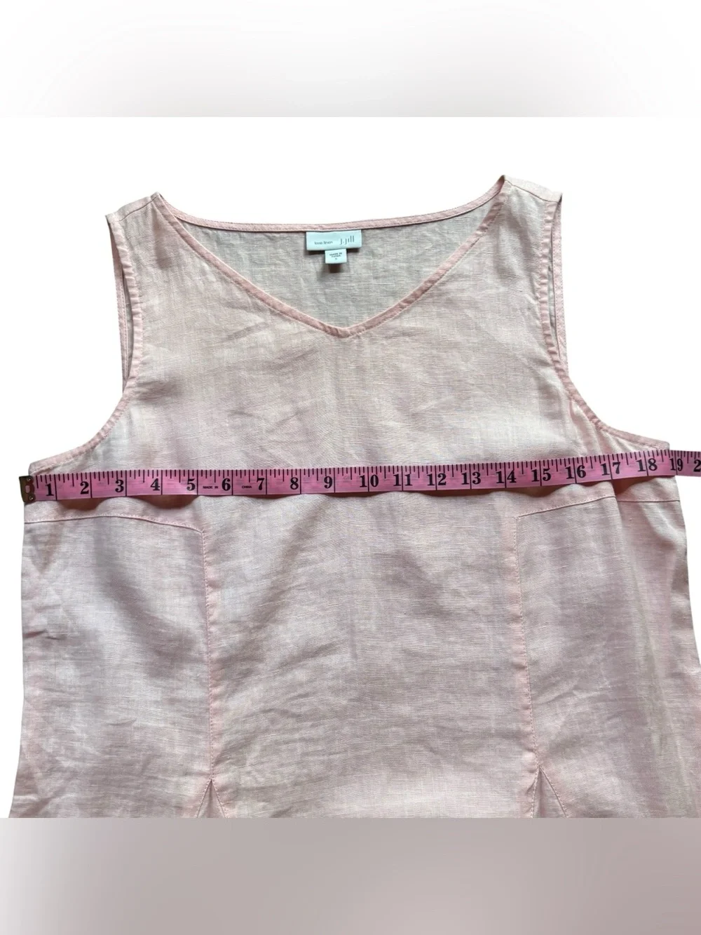 J. Jill Love Linen Light Pink Sleeveless Shift Dress Summer Vacation Size Small - Picture 4 of 11